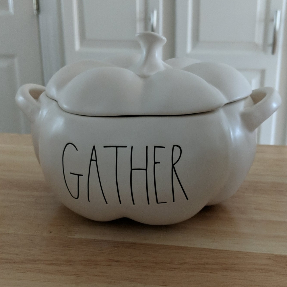 Rae Dunn Pumpkin "Gather" Pot with Handles